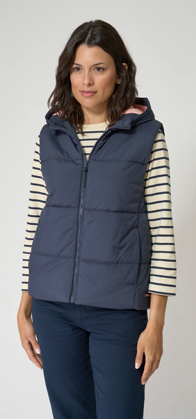 BATELA. CHALECO ACOLCHADO LIGERO CON CAPUCHA. AZUL MARINO